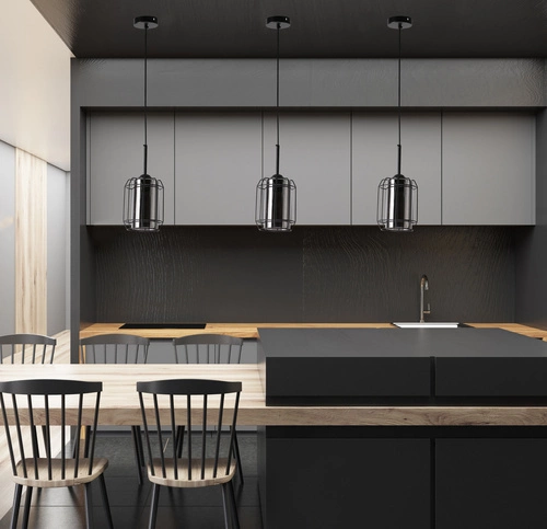 Závěsné svítidlo Jonera moderní černé skleněné do obýváku a ložnice s kouřovým stínidlem