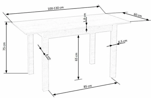 Rozkládací jídelní stůl Nigot moderní dub wotan černé nohy 100-135x60 cm