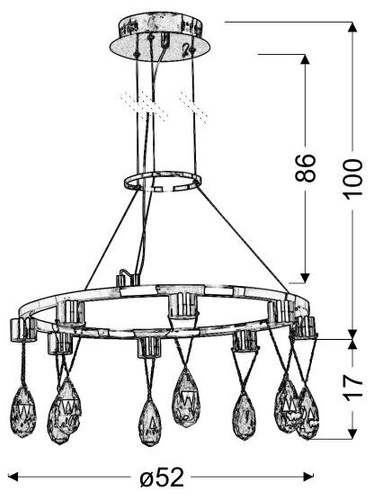Závěsné svítidlo Prisma 8x3W LED chrom