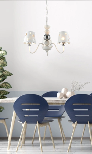 Moderní lustr Batley Ledea bílý 3ramenný do obýváku a jídelny s látkovým stínidlem