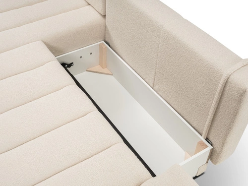 Rohová rozkládací pohovka Hobro levá hnědá moderní do obýváku s úložným prostorem