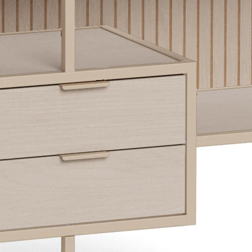 Industriální regál na knihy Seaford V Actona se zásuvkami v barvě kašmíru