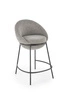 Šedá čalouněná barová židle s opěrkou a područky Eggy moderní do kuchyně 65 cm Intesi