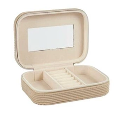 Organizér na šperky do zásuvky Velour Intesi hnědý s zrcátkem manšestrový