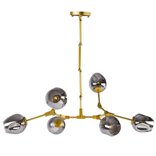 Závěsné svítidlo MODERN ORCHID-6 skleněné zlaté šedé 130 cm nad jídelní stůl do obýváku