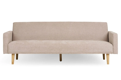 Rozkládací pohovka Kells béžová skandinávská do obýváku na dřevěných nohách s funkcí spaní