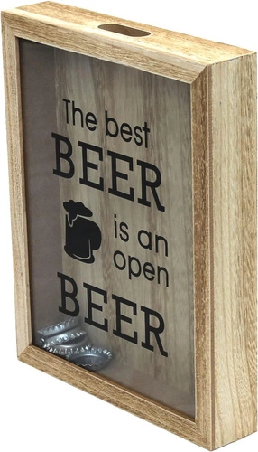 Dřevěná nástěnná dekorace Corky II Intesi přírodní box na zátky do obýváku 30 cm