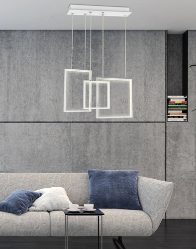 Závěsné LED svítidlo Keos bílé moderní 36W do obýváku, kuchyně, nad stůl