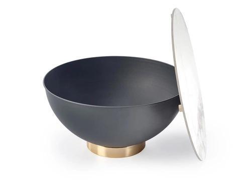 Kulatý konferenční stolek Moonshine L bílý mramor glamour s úložným prostorem moderní do obýváku 73 cm