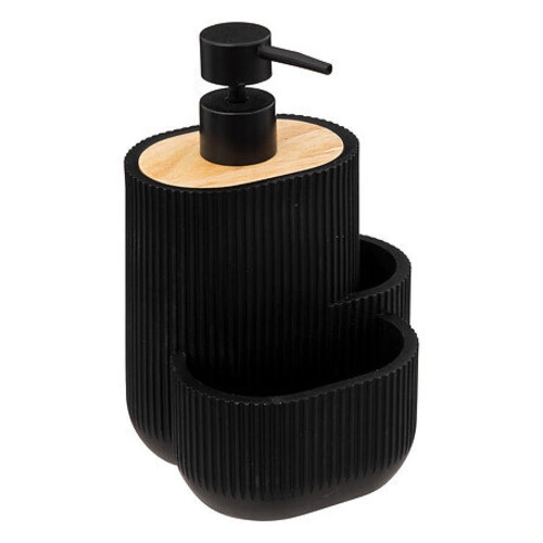 Dávkovač na mycí prostředek Blackwood černý s houbičkou a kartáčem do kuchyně 5five