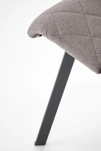 Čalouněná jídelní židle Fenri šedá, moderní, prošívaná, na černých kovových nohách