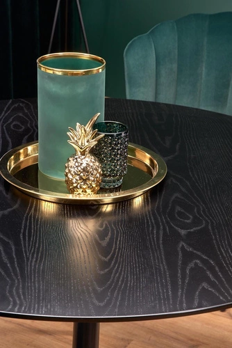 Jídelní kulatý stůl Beso moderní černá deska zlaté nohy 120 cm Intesi