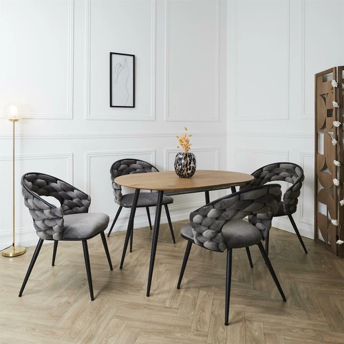 Čalouněná jídelní židle Swyer šedý samet s područkami moderní Intesi