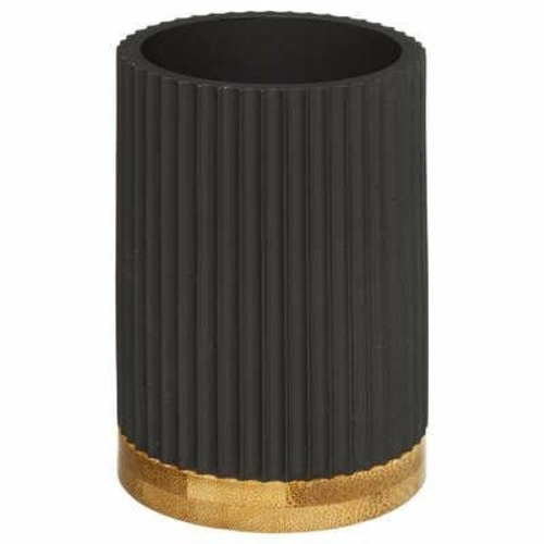 Bambusový kelímek na zubní kartáčky Modern grafitový do koupelny 5five