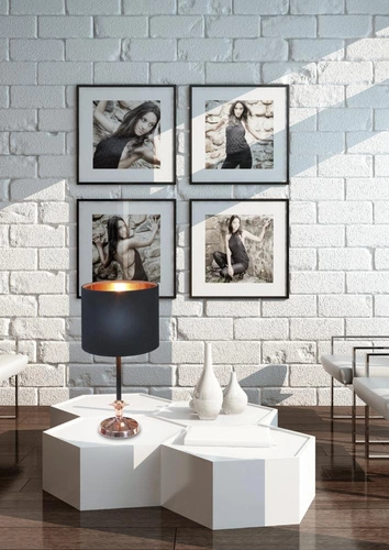 Noční lampička Violino moderní černá s měděným stínidlem do ložnice a obývacího pokoje CANDELLUX