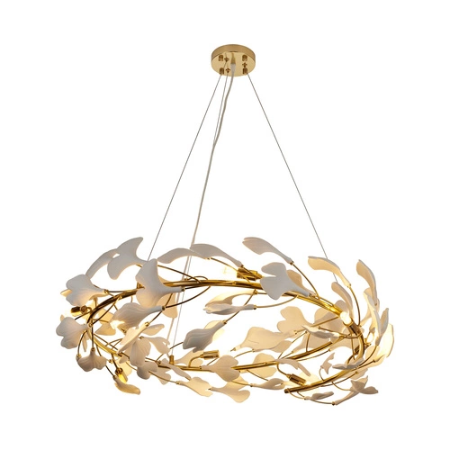 BOTANIKA závěsná lampa zlatá bílá 80 cm