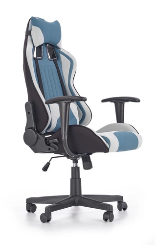 Ergonomická kancelářská židle Cayen Intesi šedo-modrá s opěrkou hlavy otočná k psacímu stolu