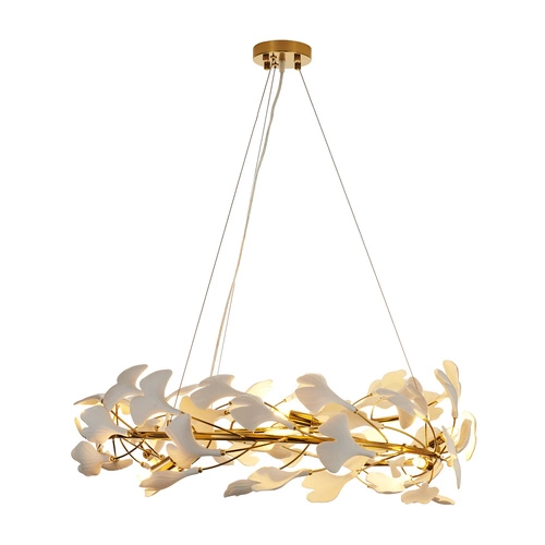 BOTANIKA závěsná lampa zlatá bílá 80 cm