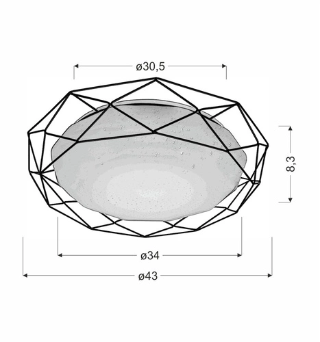 LED stropní svítidlo Sven 43 cm chrom moderní do obýváku a kuchyně hvězdné nebe