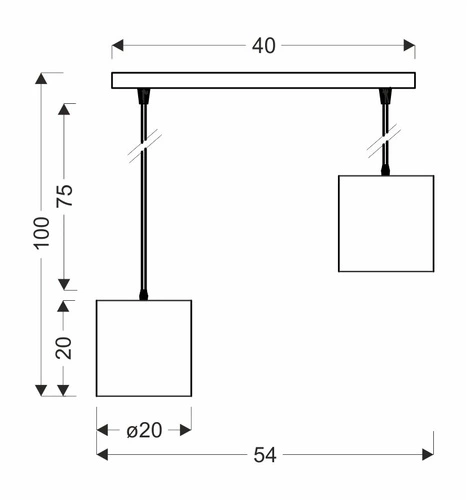 Candida závěsná lampa černá 2x40W E27 stínidlo černé