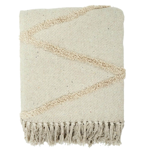 Bavlněná boho deka Bali béžová 120x150 hřejivý pléd na pohovku nebo do obýváku