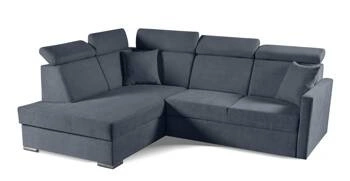 Rohová rozkládací pohovka Mils XL levá moderní do obýváku šedá modrá