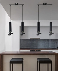 Závěsné svítidlo Tuba černá moderní, 2 světla, nastavitelná, do kuchyně a obýváku, 30 cm