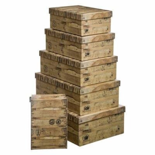 Sada 6 dekoračních kartonových krabic Voyage do šatny v loft stylu