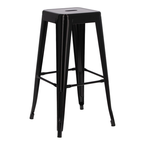 Barová stolička Paris 75 cm černá kovová bez opěradla do kuchyně a k ostrůvku inspirovaná Tolix industriální