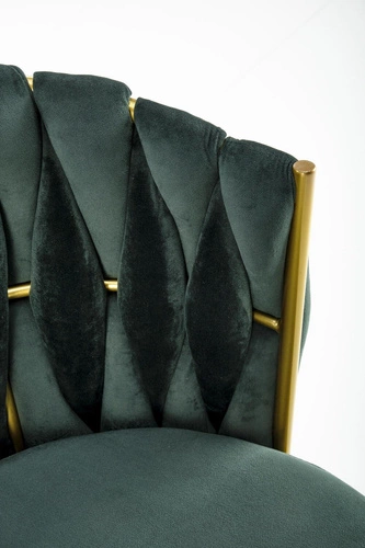 Jídelní židle Wendy zelený samet glamour na zlatých nohách moderní Intesi