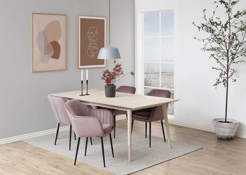 Jídelní židle Emilia sametová dusty rose s područkami glamour Actona