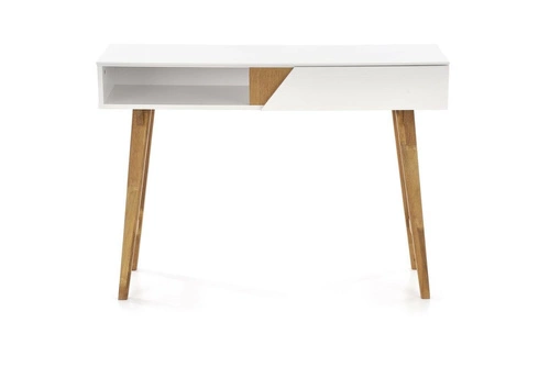 Bílá skandinávská konzole Indigo se zásuvkou a policí do předsíně, obýváku nebo ložnice