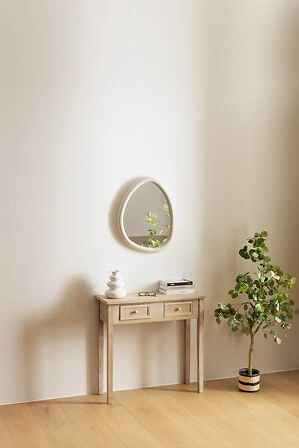 Zrcadlo Chesni oválná kapka v bílem rámu do předsíně 60x47 cm