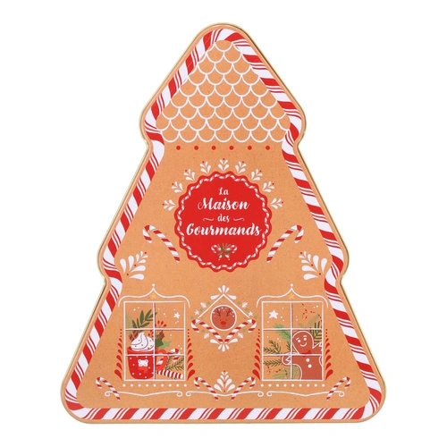 Intesi kovová dekorativní krabička stromek světle hnědá do obýváku 19 cm