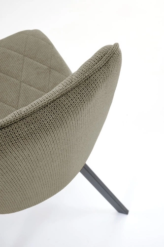 Čalouněná jídelní židle Fenri olivová, moderní na černých nohách do jídelny a obývacího pokoje Intesi