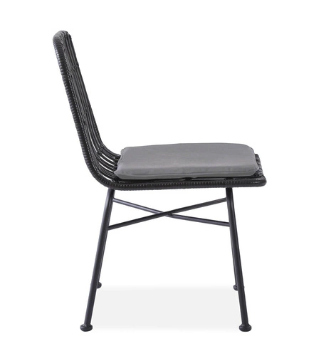 Ratanová židle Surbo černá do jídelny a na terasu moderní s polštářem Intesi