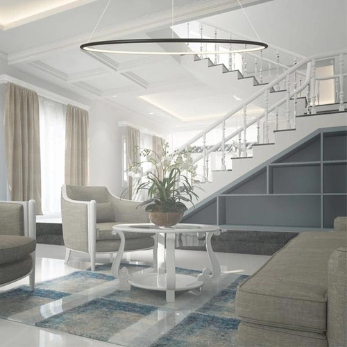 Stropní LED svítidlo kulaté Ledové Kruhy 100 cm černé nastavitelné do obýváku Altavola Design