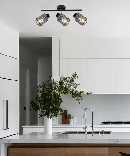 Stropní svítidlo Bill černé skleněné 3bodové do obýváku, kuchyně a jídelny
