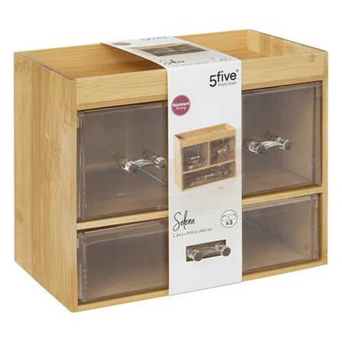 Bambusový koupelnový organizér na kosmetiku Selena se 3 přihrádkami 5five simply smart