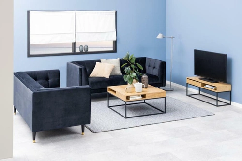 Konferenční stolek Willford čtvercový loft dub a černá do obývacího pokoje