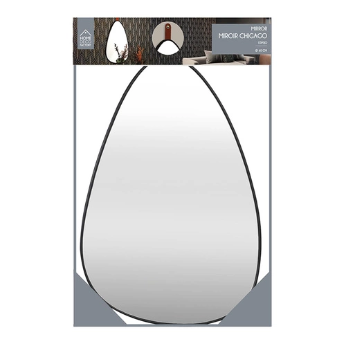 Nerovné zrcadlo Chigago černé s držákem na zeď do předsíně nebo ložnice