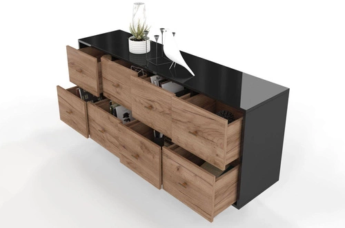 Komoda se zásuvkami MAUD černá dub craft tobacco moderní do obýváku a ložnice SKANDICA