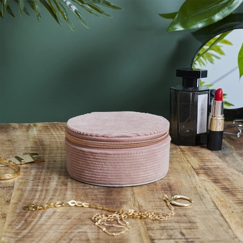 Organizér na šperky do zásuvky Velo růžový manšestrový s přihrádkami Intesi