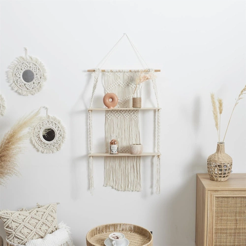 Boho police velká macramé béžová