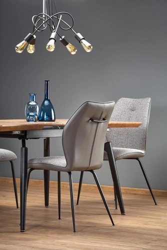 Rozkládací jídelní stůl Mella moderní loft dub přírodní černé nohy 140–180 cm