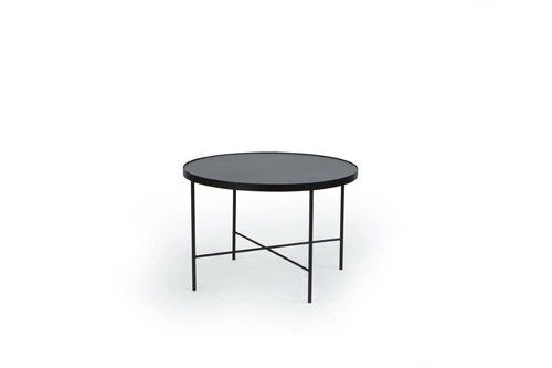 Kulatý konferenční stolek 60 cm mramorový černý moderní do obýváku Tre 600 NORDIFRA