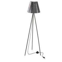 Stojací lampa do obýváku PLATINO moderní černá se stříbrným stínidlem 150 cm