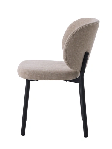 Čalouněná židle Naws béžová moderní do jídelny na černých kovových nohách