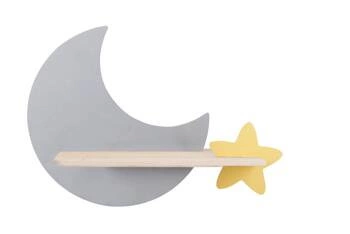 Nástěnné svítidlo Moon LED 5W šedo-zlaté klasické do dětského pokoje dřevěné 39,5 cm