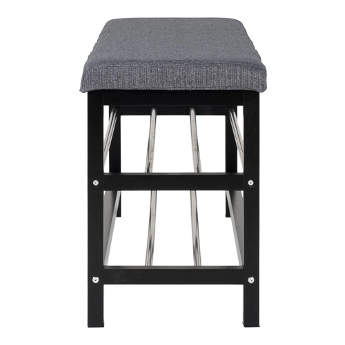 Čalouněná lavice Padova šedá s policemi na boty do předsíně moderní 100 cm